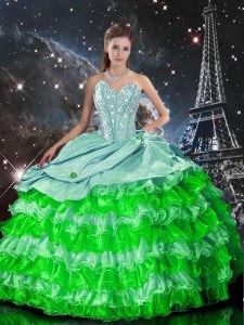 Wonderful Multi-color Sleeveless Organza Zipper 15th Birthday Dress for Military Ball and Sweet 16 and Quinceanera