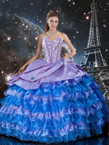 Sumptuous Multi-color Sweet 16 Quinceanera Dress Military Ball and Sweet 16 and Quinceanera and For with Beading and Ruffles Sweetheart Sleeveless Lace Up