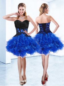 Sumptuous Mini Length Royal Blue Prom Party Dress Sweetheart Sleeveless Lace Up