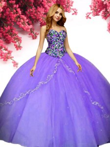 Flare Floor Length Lavender Sweet 16 Quinceanera Dress Sweetheart Sleeveless Lace Up