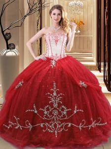 Great Sleeveless Lace Up Floor Length Embroidery Sweet 16 Quinceanera Dress